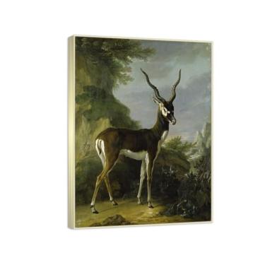 Imagem de RYLJCZ Reproduções de pinturas famosas - Blackbuck indiano por Baptiste Oudry - Pinturas de animais naturalistas - Imagens em tela para decoração de sala de estar 40 x 56 cm (15,8 x 22,0 pol)