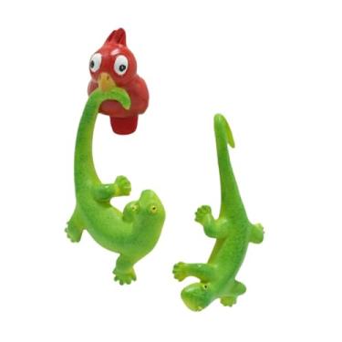 Imagem de IEUDNS 2 peças lagartos verdes estatuetas para resina de resina de flores Ornamento de jardim de fadas decorativo para decoração interna ao ar livre