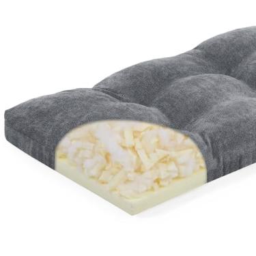 Imagem de baibu Almofada de banco de espuma viscoelástica com design de camada dupla de 106 cm, almofada de assento retangular supermacia para ambientes internos e externos, almofada de espuma de tamanho padrão