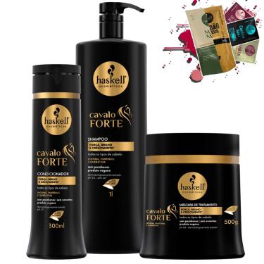 Imagem de Kit Haskell Cavalo Forte Sh 1L Cond 300ml Mascara 500g
