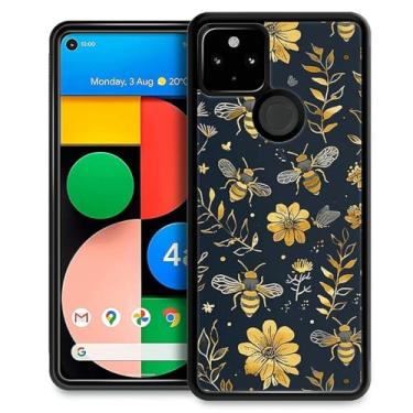 Imagem de Goodsprout Capa compatível com Google Pixel 5, estampa floral vintage amarela abelha, design incrível, à prova de choque, antiarranhões, capa traseira rígida de policarbonato para Google Pixel 5