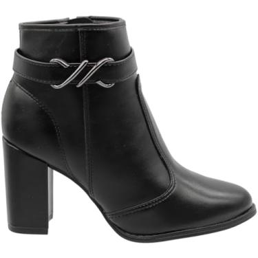 Imagem de Bota Ankle Boot Moleca Salto Alto Tira com Apliques Feminina