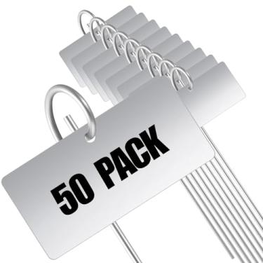 Imagem de Hicarer 50 etiquetas de metal para plantas, ganchos à prova de intempéries, estacas de etiquetas de jardim, etiquetas de plantas de metal reutilizáveis para vegetais, ervas, flores, sementes, estufa