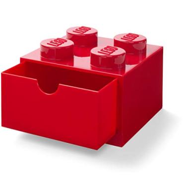 Imagem de LEGO 40201730 Gaveta de mesa com 4 puxadores, caixa de armazenamento empilhável, vermelha