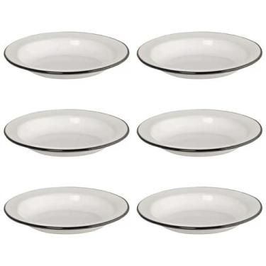Imagem de KIT Com 06 Unidades Prato Esmaltado 22/500ml Branco Ewel