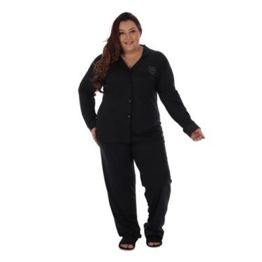 Imagem de Pijama Americano Plus Size Feminino Victory, 48, Preto