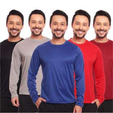 Imagem de Kit 5 Camisetas Masculina Proteção Solar Uv Manga Longa Segunda Pele -