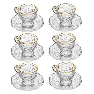 Imagem de Conjunto 6 Xícaras de Café com Pires New Butterfly Cristal com Fio de 
