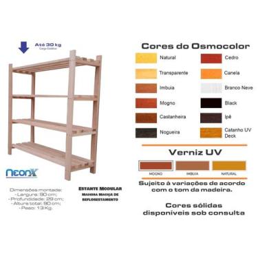 Imagem de Estante Modular 4 Prateleiras Madeira 90x90x29 cm Pintada NeonX, Osmoc