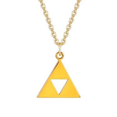 Imagem de SENFAI Brincos triangulares de aço inoxidável com pingente de jogo de ouro 14K, Aço inoxidável, Sem Pedra Preciosa