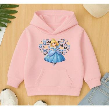 Imagem de Moletom Canguru Infantil Estampa Princesa Coração Azul Sapatinho Crist