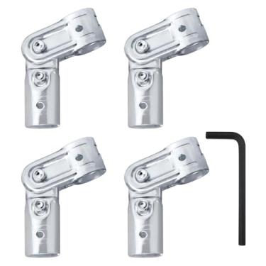 Imagem de Mewutal 4 peças de conectores de grampo de tubo em T pivô de 25 mm grampos de trilho de extremidade bidirecional de metal ajustáveis conectores de acessórios de tubos galvanizados com parafusos porcas