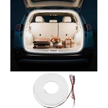 Imagem de ouylycjo Iluminação ambiente de fibra óptica de fita LED para porta traseira RAV4 2013-2021 acessórios especiais de modificação de carro à prova d'água luz de LED para porta-malas de carro, branco
