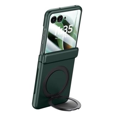 Imagem de HAO RIYLN Capa magnética para Moto Razr 60Ultra/60, capa de proteção de câmera de tela com suporte de rotação 360 com suporte de carregamento sem fio, verde, 60 Ultra