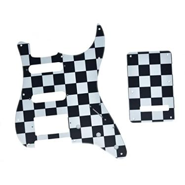 Imagem de KAISH 11 Furos ST/Strat Estilo Pickguard HSS Pick Guard com Placa Traseira ST Tremolo Trem Capa para Stratocaster EUA/México Stratocaster/Strat Preto/Grade Branca