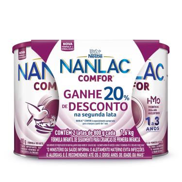 Imagem de Fórmula Infantil Nanlac Comfor 1,6kg 2 Unidades De 800g Cada