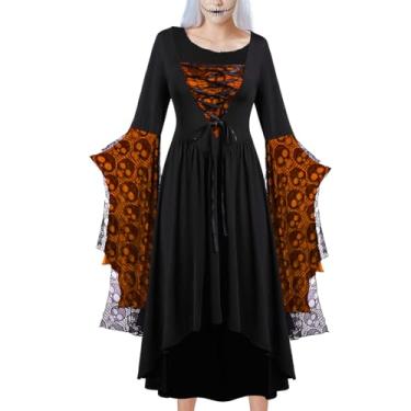 Imagem de Fantasia De Halloween Vestido | Fantasia De Terror Feminina Para Dia Das Bruxas | Roupa Vintage Medieval Conjunto de Espartilho com Atacadores para Casa Assombrada