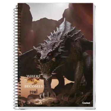Imagem de Caderno Espiral Universitário 10 Matérias 160 Folhas Aventura Com Dragões Credeal Estampa 4
