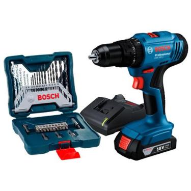 Imagem de Furadeira Parafusa. Impacto 18v Gsb 183-li Bosch + Kit 33 peças Cor Az