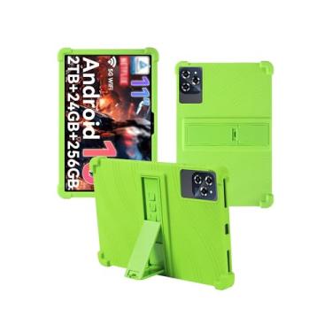 Imagem de Capa para tablet TABWEE W90 Android 15 11 polegadas, capa protetora de borracha leve à prova de choque à prova de choque, capa protetora ajustável de silicone macio para crianças, verde
