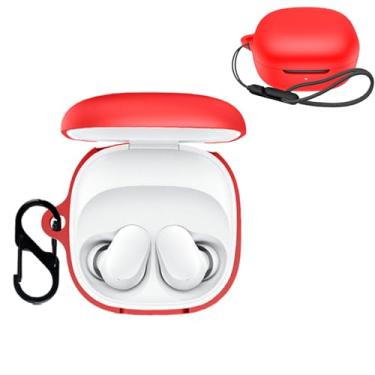 Imagem de Capa protetora para Xiaomi Redmi Buds 6 Play, capa protetora para fone de ouvido NOUKAJU (com mosquetão + cordão) à prova de quedas, arranhões, à prova de choque, capa para Redmi Buds 6 Play (vermelha