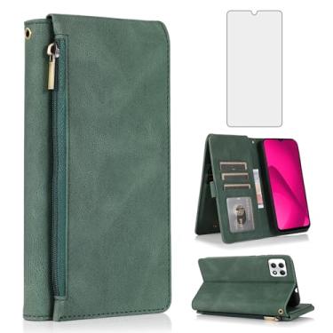 Imagem de Compatível com T-Mobile Revvl 7 5G capa carteira protetora de tela com zíper retrô capa flip capa de couro suporte suporte celular acessórios para celular Tmobile Revvl7 T Mobile Revel Tmo Revell