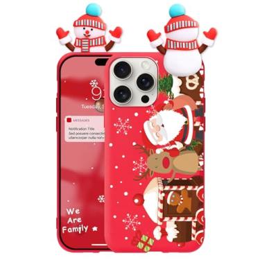 Imagem de Yomjew Capa De Natal Para Iphone 16 Pro Max [6,9"), Com Design Fofo Boneco Neve 3D, Silicone Tpu Macia E Fina À Prova Choque Mulheres, Meninas, Homens Crianças, Papai Noel Alce