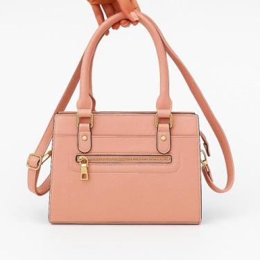 Imagem de Bolsa Feminina Chique Estruturada com Alça Dupla e Zíper Dourado Ideal