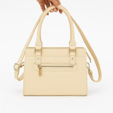 Imagem de Bolsa Feminina Chique Estruturada com Alça Dupla e Zíper Dourado Ideal