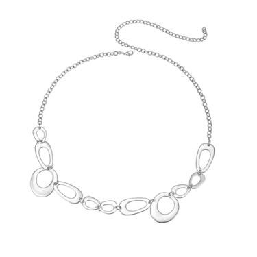 Imagem de Corrente feminina de cintura circular de metal moderna com anéis ovais irregulares Y2K acessório moderno para vestidos e calças de praia, free size, liga metálica, aço inoxidável