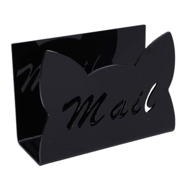 Imagem de Pssopp Porte do Organizador de Correio, Titular de Carta, Baterop de Gato de Gato Pequeno Script de Letra de Letra de Letra de Documento de Documento para Escola de Escritório Em Casa (BLACK)