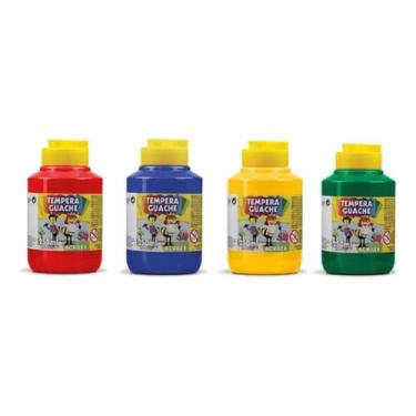 Imagem de Kit 4 TEMPERA GUACHE - 250ml - VERMELHO AZUL AMARELO VERDE - 507 / 550