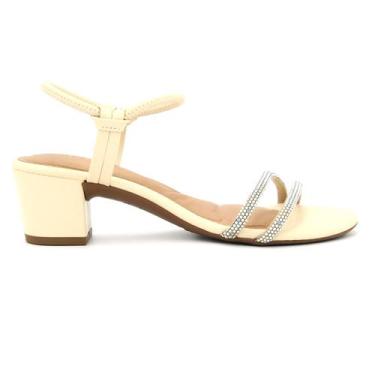 Imagem de Sandalia Beira Rio 8246.1205 Salto Grosso Brilho Elastico Feminino, 37