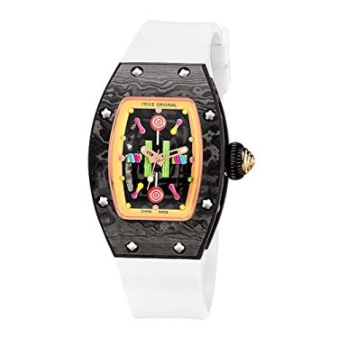 Imagem de FEICE Relógio de pulso feminino automático moda esqueleto relógio mecânico à prova d'água relógio de pulso para senhoras FM606, Preto