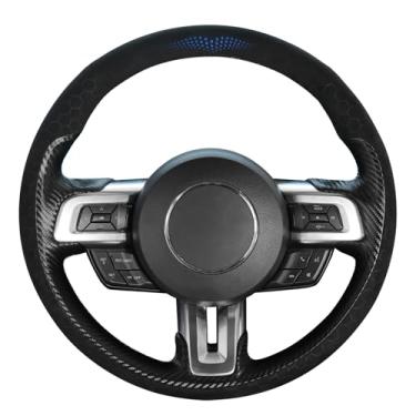Imagem de MEWANT Capa de volante costurada à mão para Ford Mustang 2015-2023 Acessórios de volante para Ford Mustang