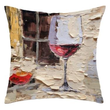 Imagem de XMNYGJ Capas de almofada para sofá de taça de vinho abstratas, fronhas decorativas para sofá, 50 x 50 cm, quarto, sala de estar, carro