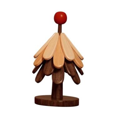 Imagem de ＫＬＫＣＭＳ Conjunto de porta-copos para árvore de Natal, porta-copos de madeira de faia, decoração de Natal, ornamento resistente ao calor para presente de, Maçã