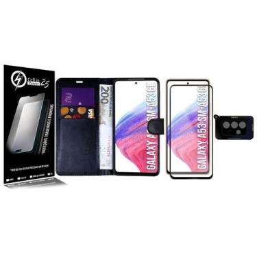 Imagem de Capa Carteira compativel Galaxy A53 5G A536 6.5 + Película Vidro 3d + 