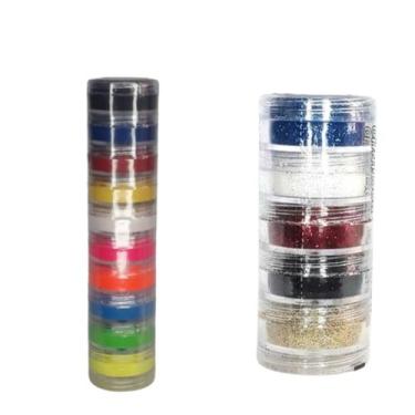 Imagem de Tinta Para Pintura Facial Kit Com 10 Cores Cremosas+ Gliter - Rostinho