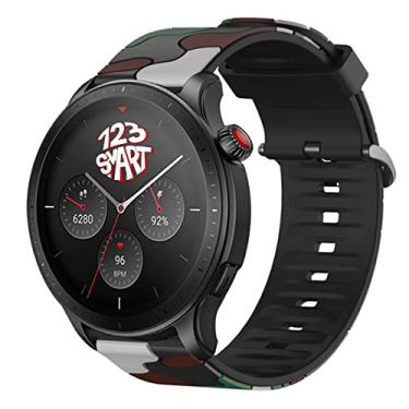 Imagem de Pulseira de Silicone Esportiva e Camuflada Marca 123Smart Compatível com GTR4 GTR 4 A2166 / GTR3 / GTR 3 Pro/GTR 2 / GTR 2e / Stratos 2 2s 3
