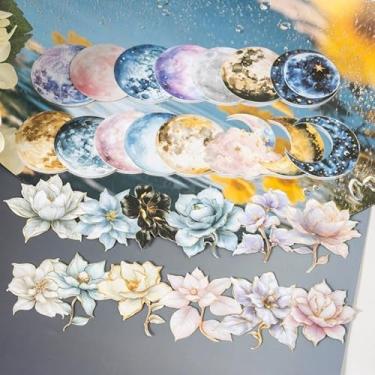 Imagem de Pacote com 60 adesivos de vinil para laptop com flor, estrela, planeta, para garrafas de água, skate, computador, carros, bagagem, telefone, grafite, pacote para adolescentes, meninas, crianças e