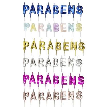 Imagem de Vela Aniversário Parabéns Design Luxo Várias Cores 8 Und. - PB Festas,