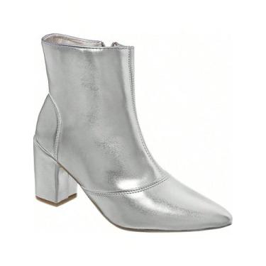 Imagem de Bota Bico Fíno Com Salto 8 Cm Cano Médio Moda Casual Ziper 002-0002 - 