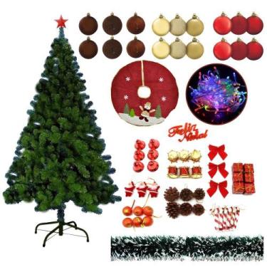 Imagem de Árvore De Natal Verde 540 Galhos 1,80m Com 94 Enfeite Pisca Led 110v -