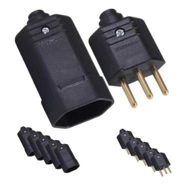 Imagem de 2X Kit 10 Tomada Fêmea E Plugue Macho 10A 3 Pinos Desmontáve
