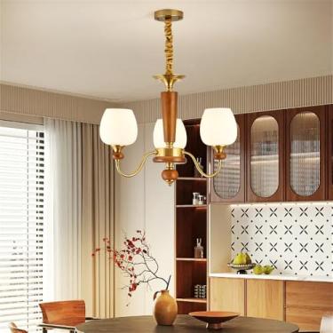 Imagem de Lâmpada Pingente LED E Candelabro Home Estilo Americano Retro Contemporâneo Design Criativo Simples Com Toque De Arte Ideal Para Sala De Estar Sala De Jantar (B 3 luzes)