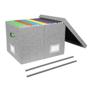 Imagem de Tcbelosion Caixa organizadora de arquivos portátil com tampa, armazenamento de documentos de escritório com compartimentos para várias etiquetas, serve para arquivos de tamanho carta/ofício, leve e