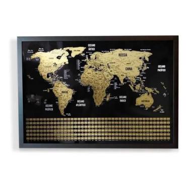 Imagem de Mapa Mundi De Raspar Raspadinha Bandeiras  73X50 Com Moldura - Los Qua