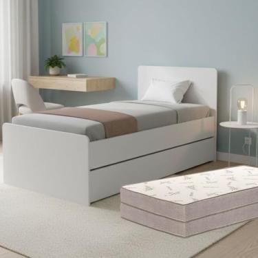 Imagem de Cama Bicama Solteiro MDF Funcional Com Colchão D33 Ideal Para Quartos 