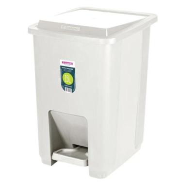 Imagem de Lixeira Com Pedal Textura Acetinada Plástico Creme 15 Litros Ref.SR221